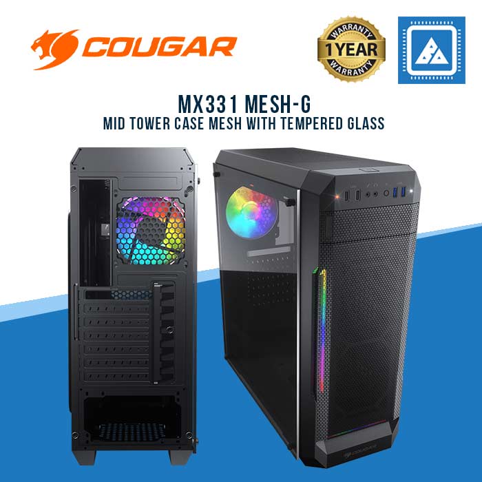COUGAR MX331-G MID TOWERE CASE MESH WITH TEMPERED GLASS COUGAR MX331-G MID TOWERE CASE MESH WITH TEMPERED GLASS